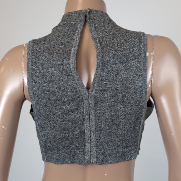 3/$20 Revamped By Sirens Ribbed Knit Crop Top Sleeveless High Mock Neck Melange - Picture 5 of 11